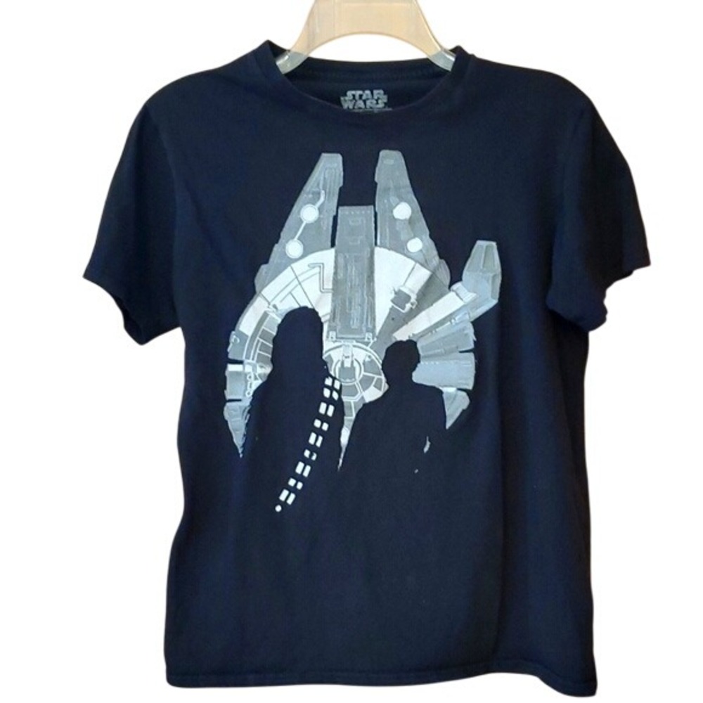 Star Wars Boys Medium Black Millennium Falcon Short Sleeve Shirt